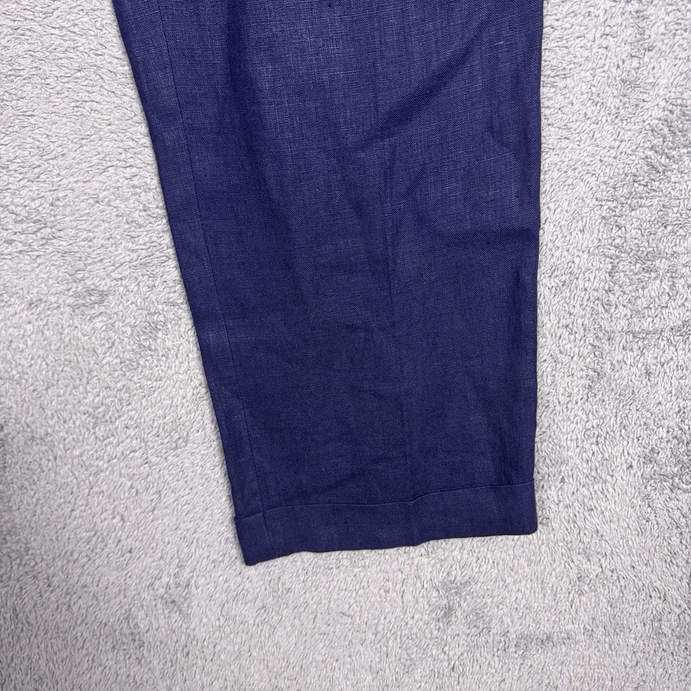 Polo Ralph Lauren Pants Mens 36x32 100% Linen Pleated Cuff Dress Trouser Vintage